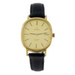 OMEGA - a gentleman's De Ville wrist watch. Gold plated case with stainless steel case back.