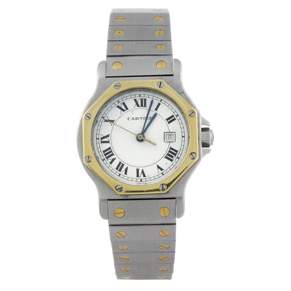 CARTIER - a Santos Ronde bracelet watch. Bi-metal case. Automatic movement. White dial. Fitted to