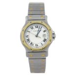 CARTIER - a Santos Ronde bracelet watch. Bi-metal case. Automatic movement. White dial. Fitted to
