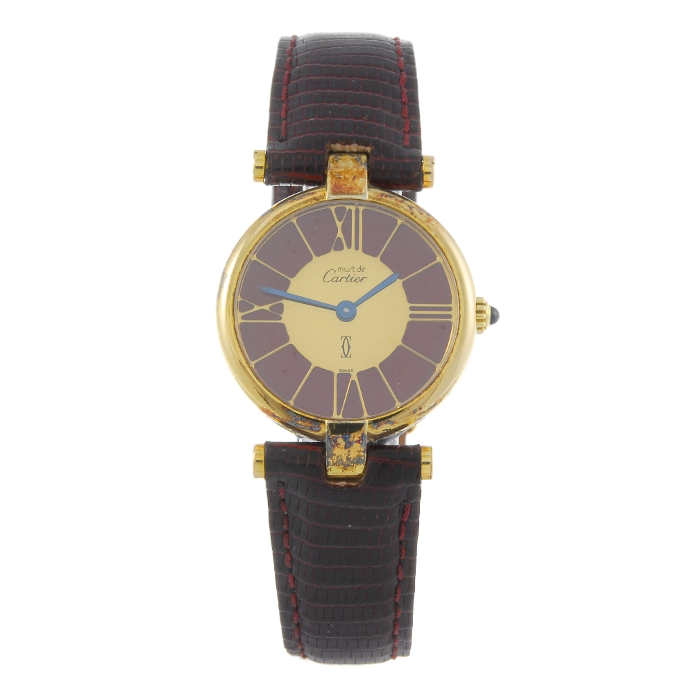 CARTIER - a Must De Cartier wrist watch. Gold plated silver case. Numbered 18 131132. Signed