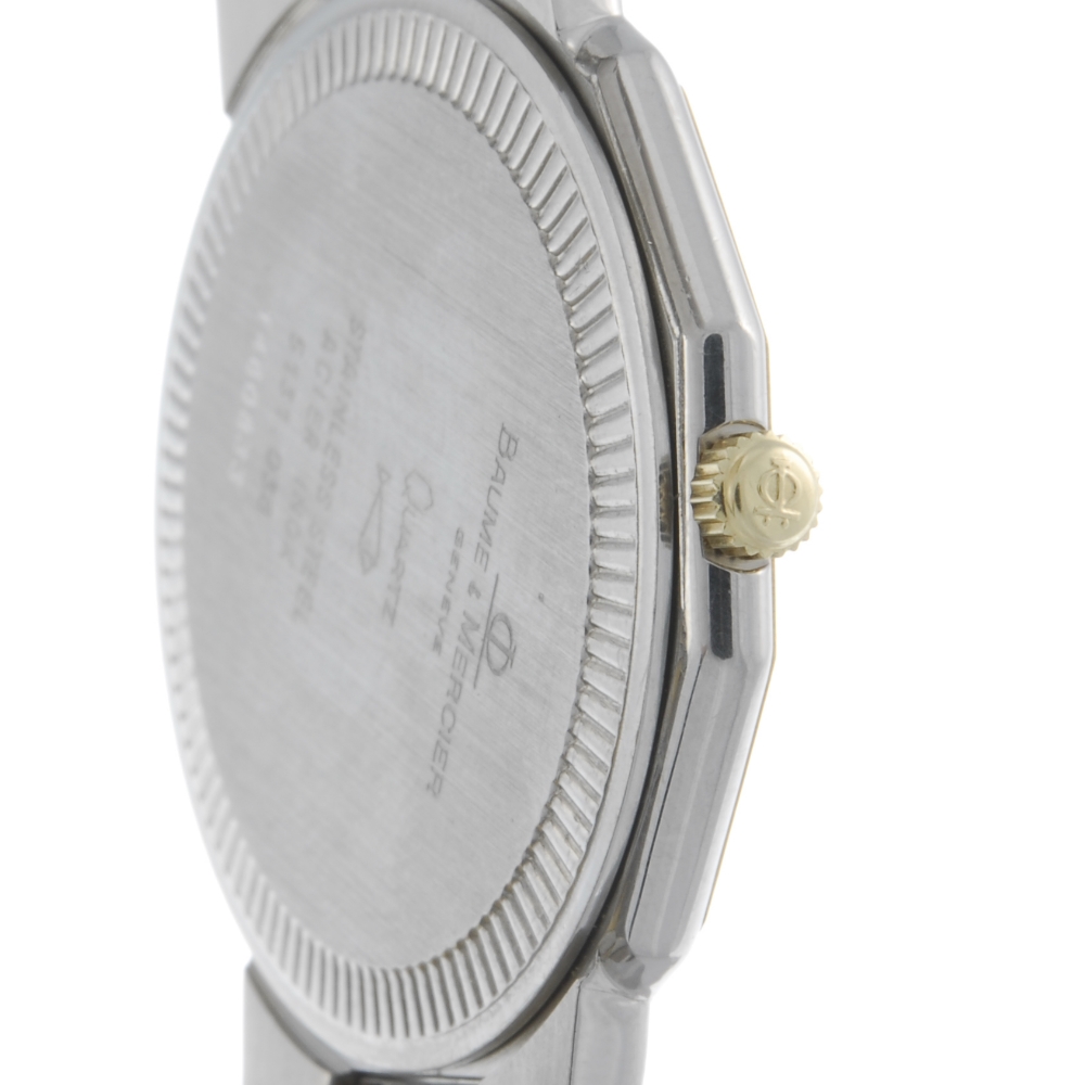 BAUME & MERCIER - a gentleman's Riviera bracelet watch. Stainless steel case with gold plated bezel. - Image 3 of 4