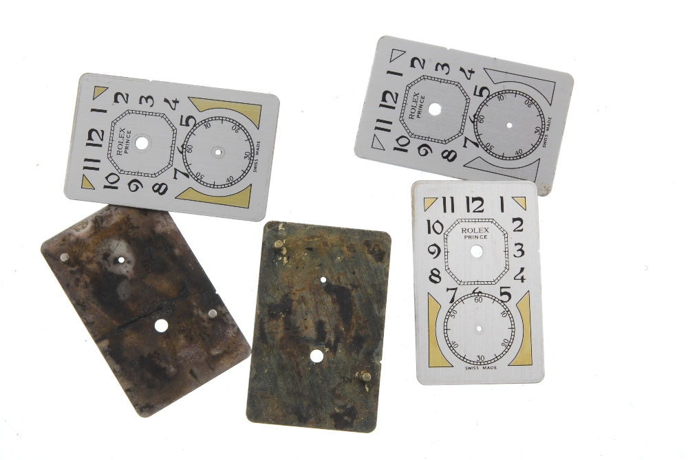 A group of five dials in the style of Rolex Prince. All recommended for spares and repair purposes - Image 2 of 2