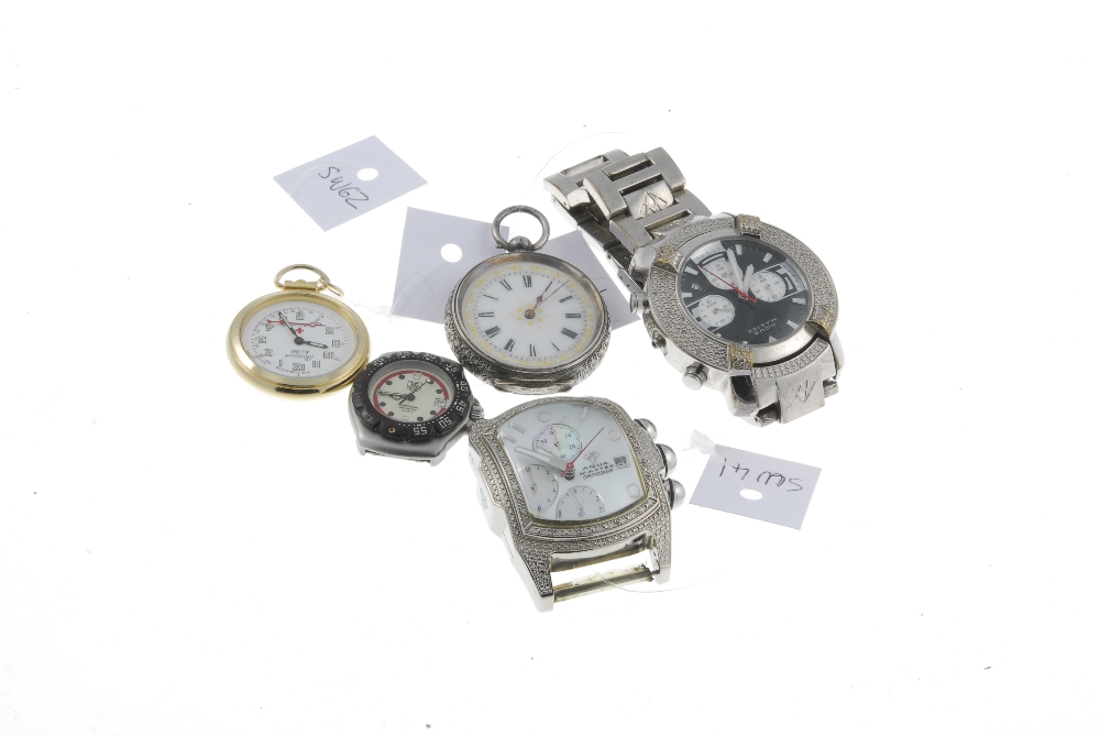 A small group of six watches, to include bracelet and pocket watches. Examples by TAG Heuer, Aqua - Image 2 of 2