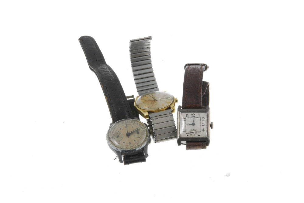 A group of six watches, to include an examples by Gruen, Universal, Memostar, a silver wrist watch , - Image 2 of 3