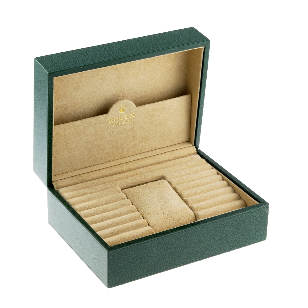 ROLEX - an incomplete watch box. Together with an incomplete Tiffany & Co. watch box.  Rolex box