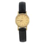 OMEGA - a lady's wrist watch. 9ct yellow gold case, hallmarked London 1979. Signed quartz