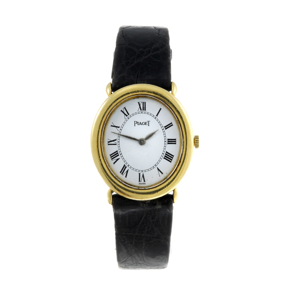 PIAGET - a lady's wrist watch. Yellow metal case, stamped 0,750 with poincon. Numbered 9812