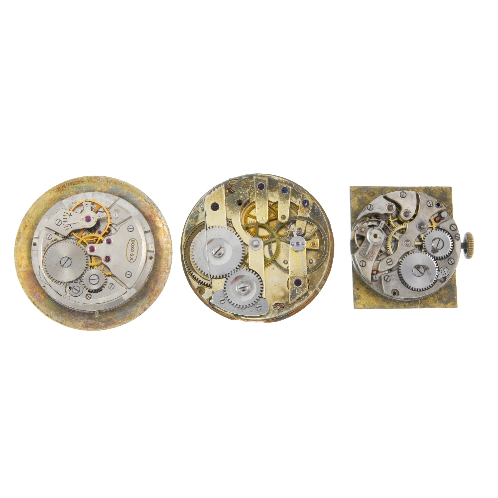 A group of watch movements. All recommended for spares and repair purposes only. Approximately