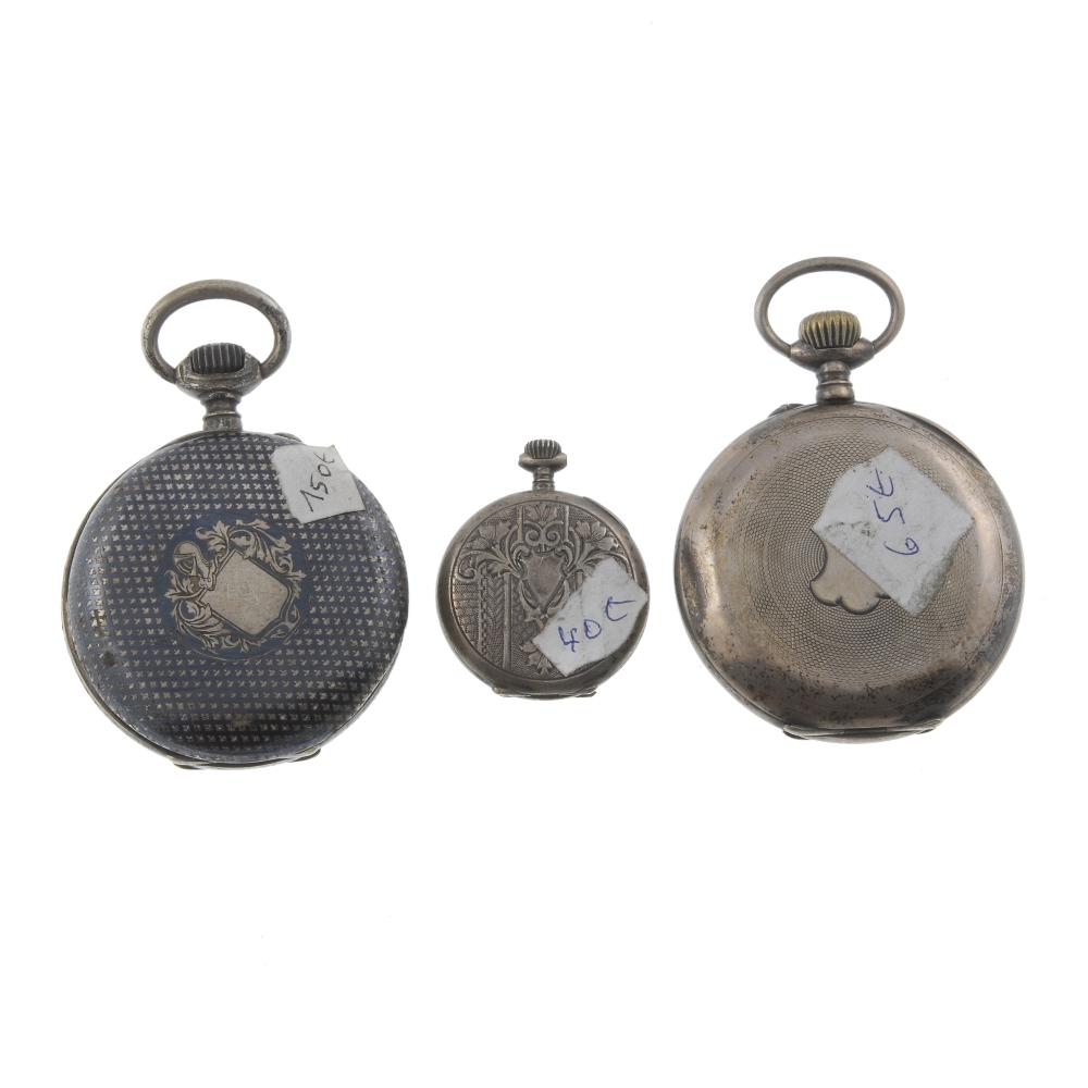 A group of six pocket watches, to include two continental white metal examples. All recommended - Image 4 of 4