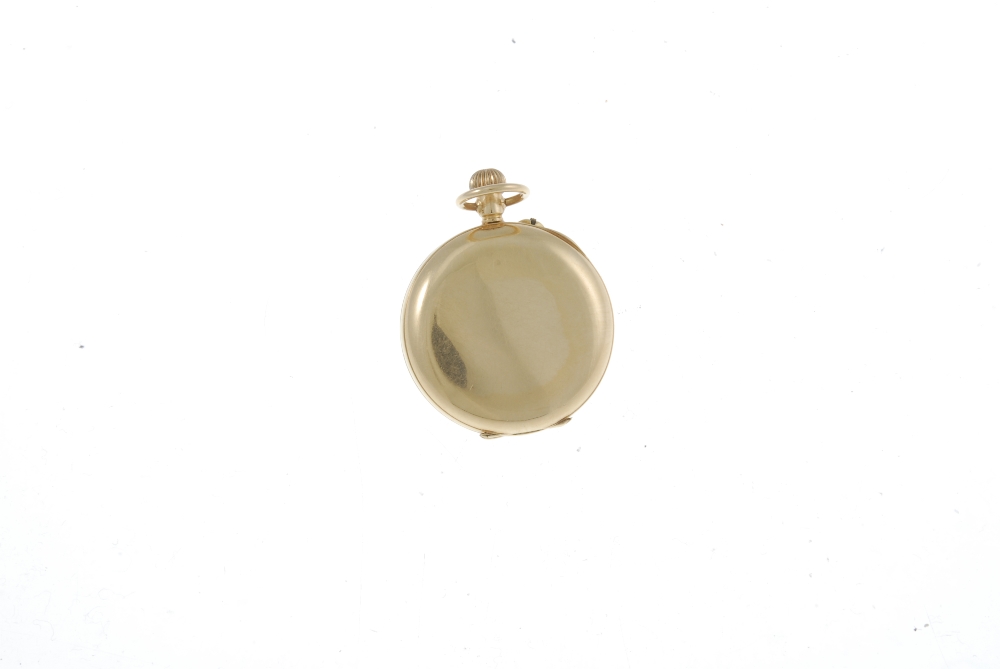 A open face fob watch. 15ct yellow gold case, import hallmark London 1912. Unsigned keyless wind - Image 2 of 3