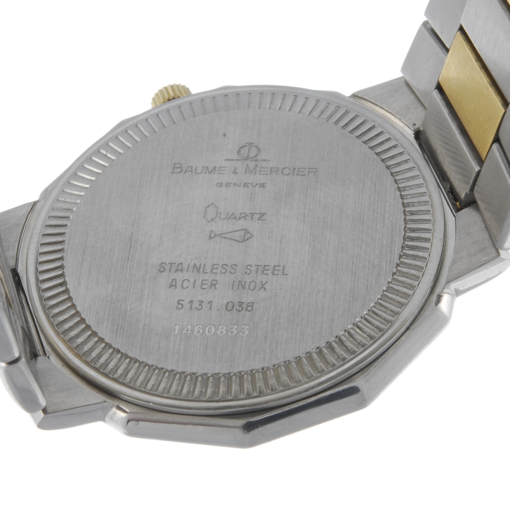 BAUME & MERCIER - a gentleman's Riviera bracelet watch. Stainless steel case with gold plated bezel. - Image 2 of 4