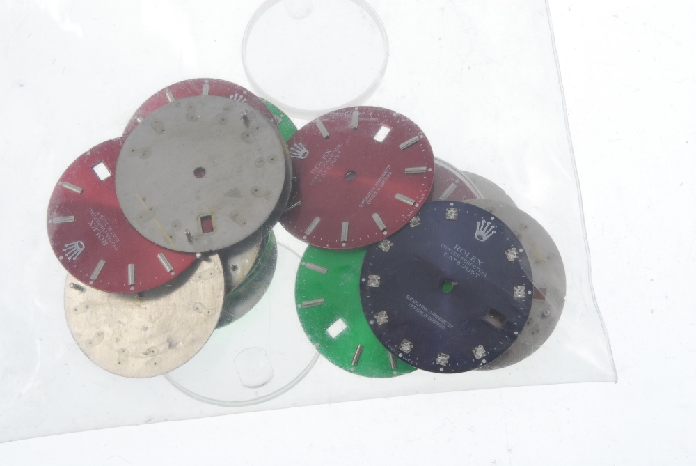 A group of dials in the style of Rolex. To contain red, green and blue examples, some diamond set, - Image 2 of 2