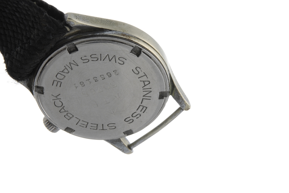 MOERIS - a gentleman's military issue wrist watch. Base metal case, stamped with British broad - Image 2 of 4