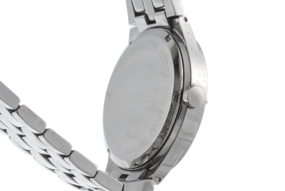 INGERSOLL - a gentleman's Gems bracelet watch. Stainless steel case with white stone set bezel. - Image 3 of 4