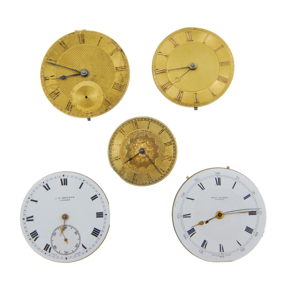 A selection of pocket watch movements in various styles and sizes. All recommended for spares and