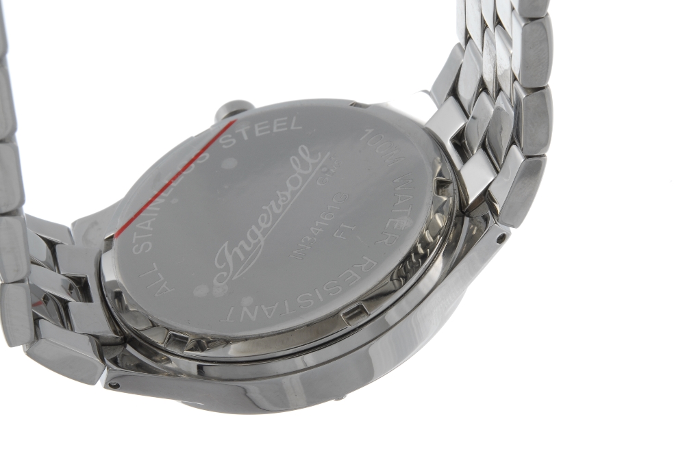 INGERSOLL - a gentleman's Gems bracelet watch. Stainless steel case with white stone set bezel. - Image 2 of 4