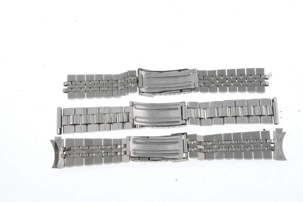 HEUER - a pair of stainless steel watch bracelets. Together with an Excalibur watch bracelet. - Image 2 of 2