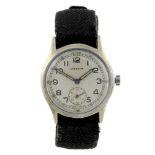 MOERIS - a gentleman's military issue wrist watch. Base metal case, stamped with British broad