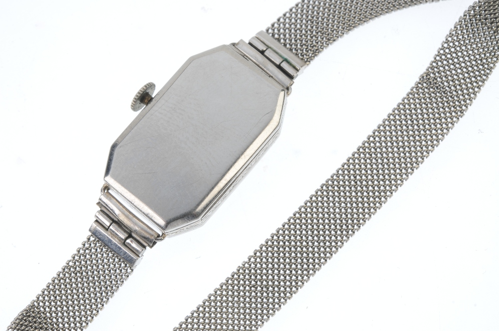A lady's early 20th century platinum diamond cocktail watch, with associated 9ct gold bracelet. - Image 2 of 3
