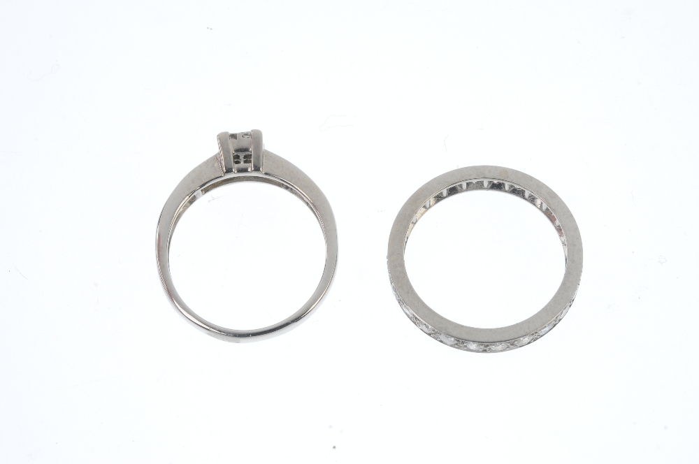 Two diamond rings. To include an old-cut diamond full-circle eternity ring, together with a square- - Image 3 of 3