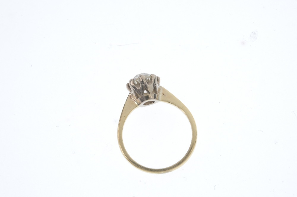 An 18ct gold diamond single-stone ring. The old-cut diamond, to the tapered bands. Estimated diamond - Image 3 of 3