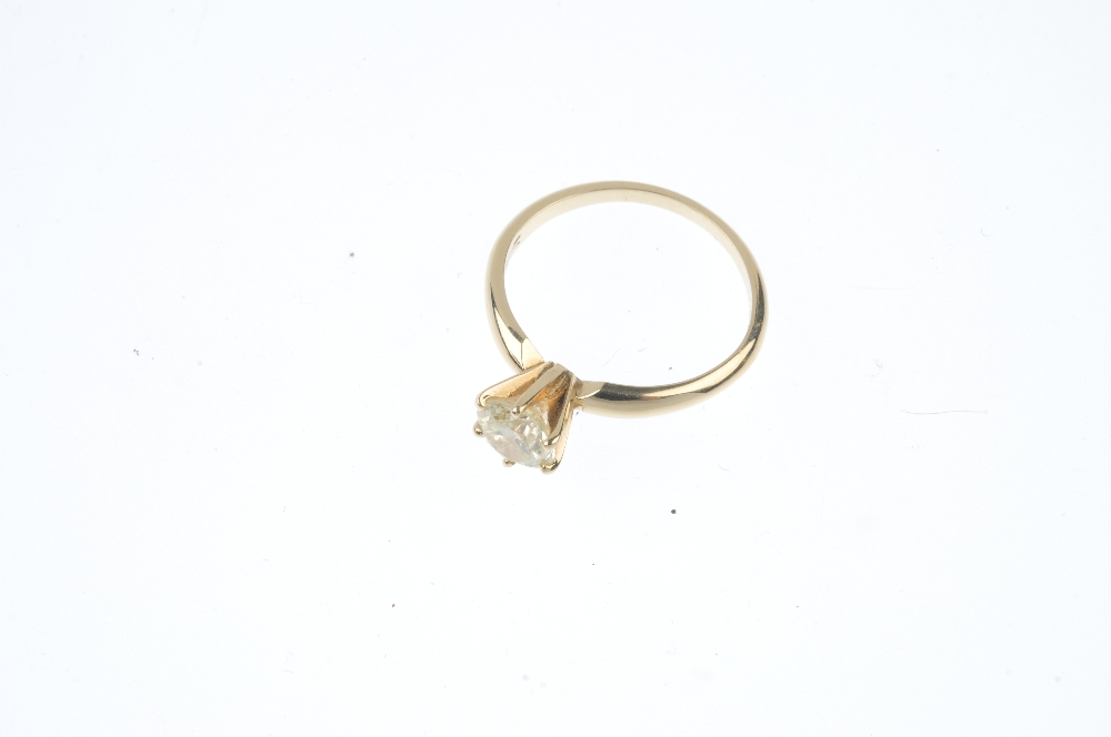 A 14ct gold diamond single-stone ring. The brilliant-cut diamond, to the tapered band. Estimated - Image 2 of 3