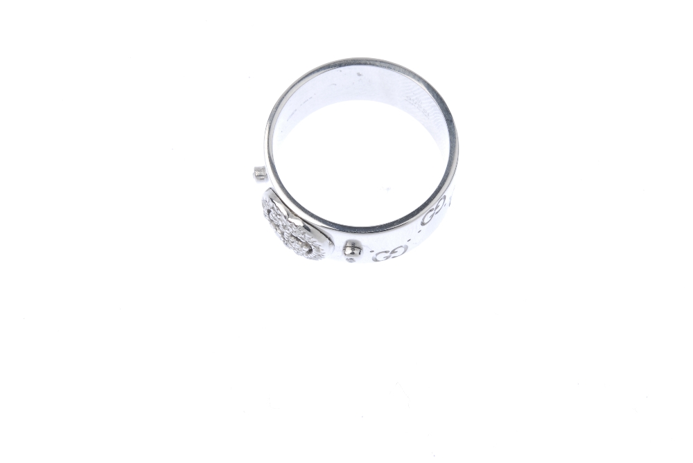 GUCCI - an 'Icon' diamond band ring.  The brilliant-cut diamond double G, to the wide band decorated - Image 2 of 4