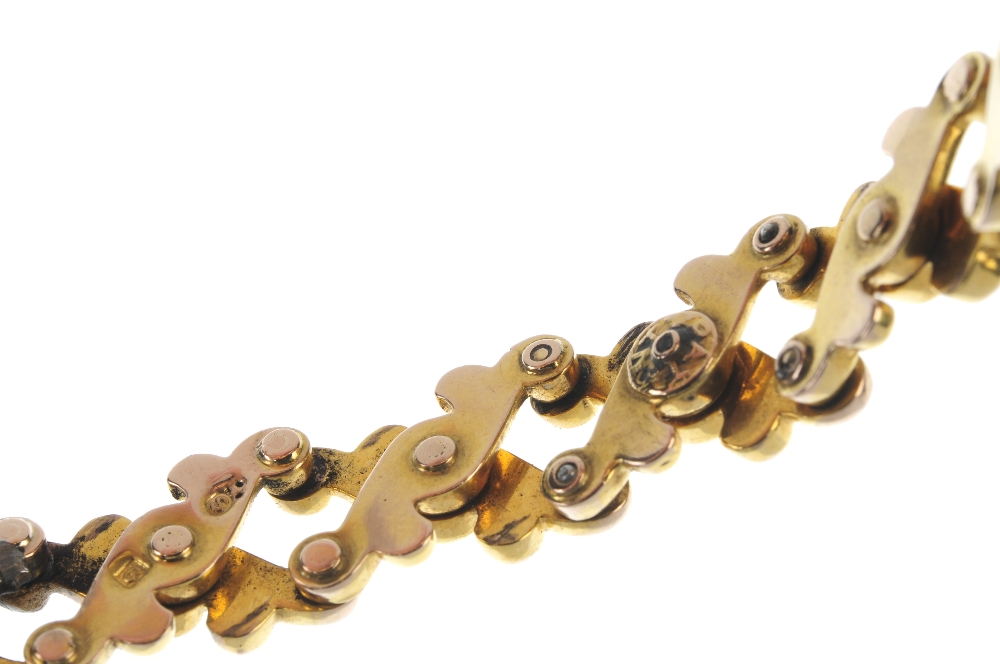 An early 20th century gold split pearl and diamond bracelet. Designed as a split pearl and old-cut - Image 2 of 3