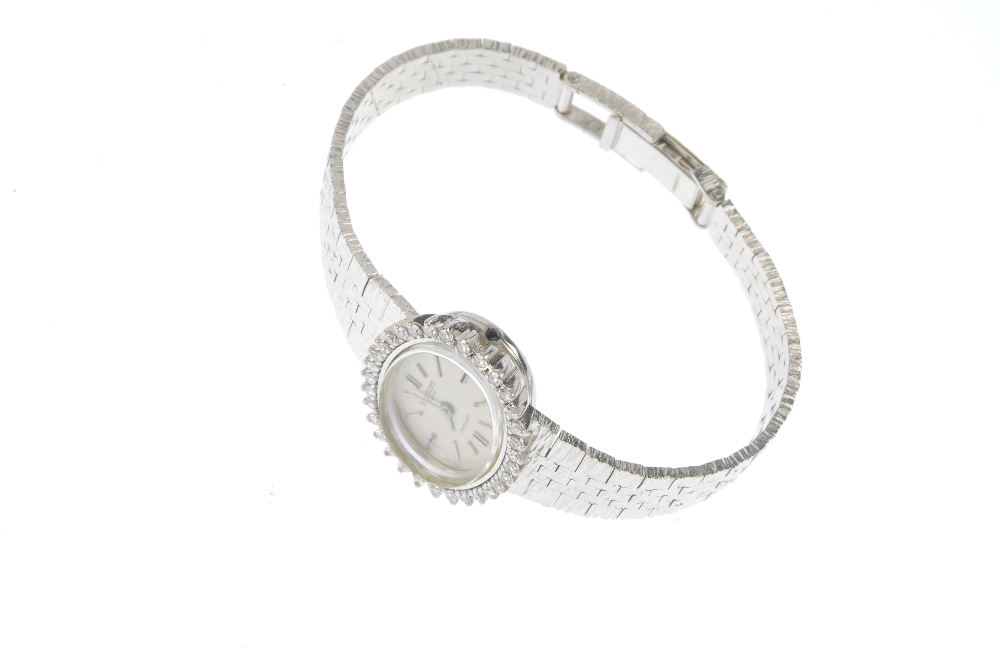 A lady's 1970s diamond cocktail watch. The oval-shape dial, with baton markers, within a single- - Image 3 of 3