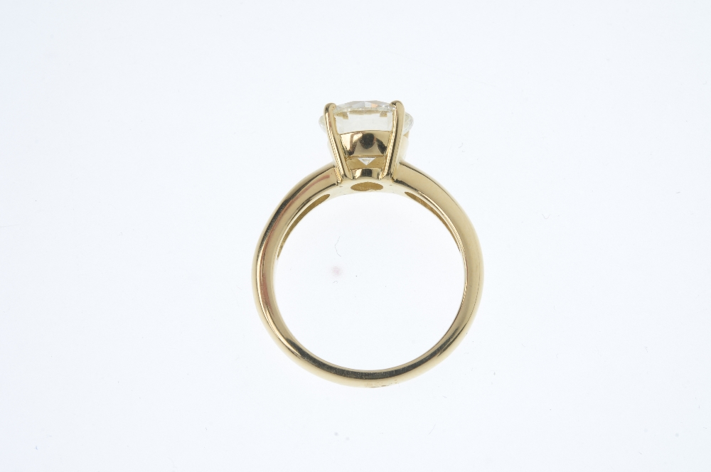 An 18ct gold diamond single-stone ring. The brilliant-cut diamond, weighing 3.44cts, to the - Image 3 of 4