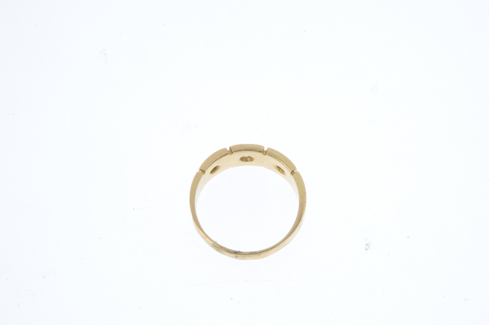 A late Victorian 18ct gold diamond three-stone ring. The graduated old and single-cut diamond star - Image 3 of 3