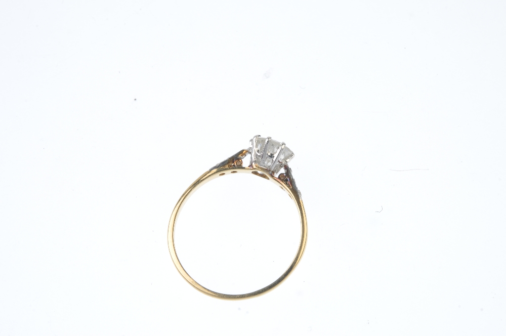 A mid 20th century 18ct gold and platinum diamond single-stone ring. The circular-cut diamond, to - Image 3 of 3