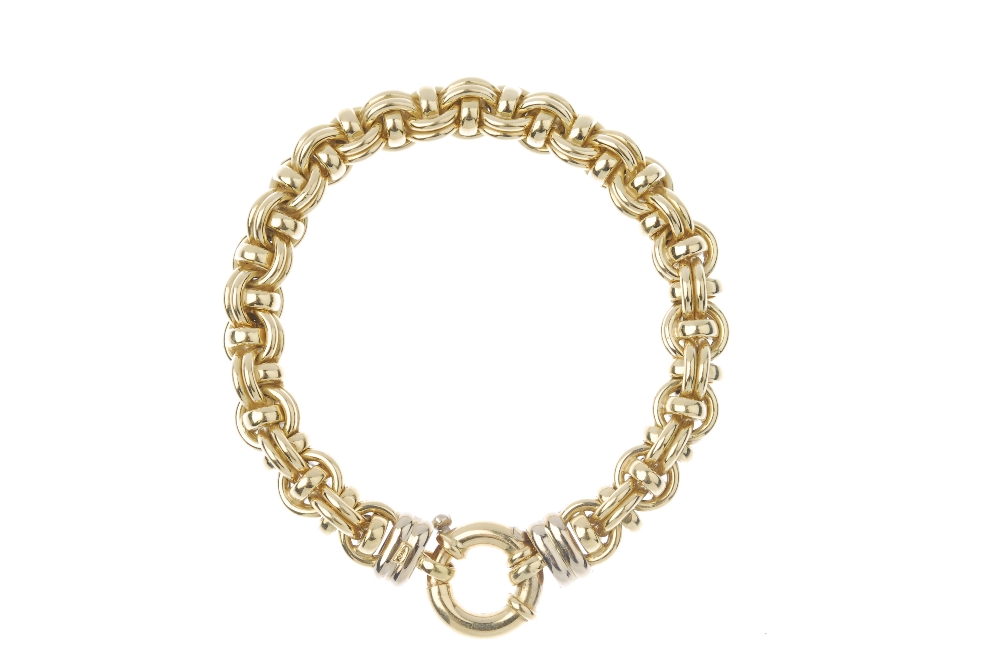 A bracelet. The double belcher-link chain with oval-shape spacers, to the spring-ring clasp. - Image 3 of 3