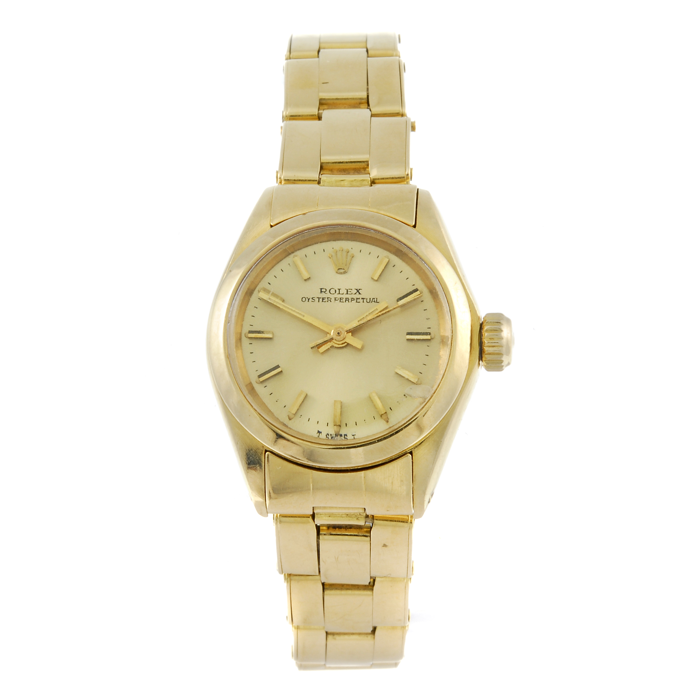 ROLEX - a lady's Oyster Perpetual bracelet watch. Circa 1977. 18ct yellow gold case. Reference 6718,