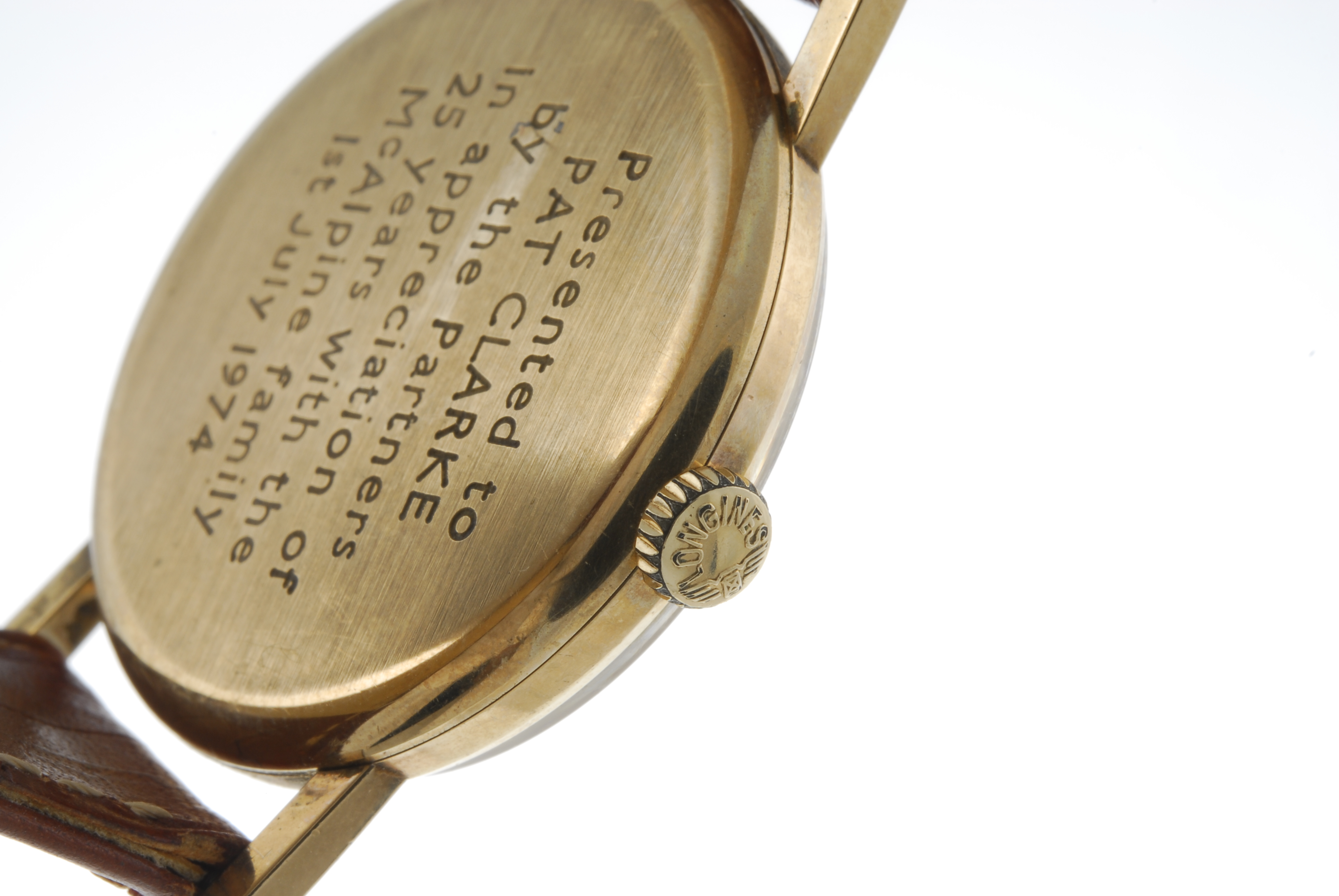 LONGINES - a gentleman's wrist watch. 9ct yellow gold case with engraved case back, hallmarked - Image 2 of 4