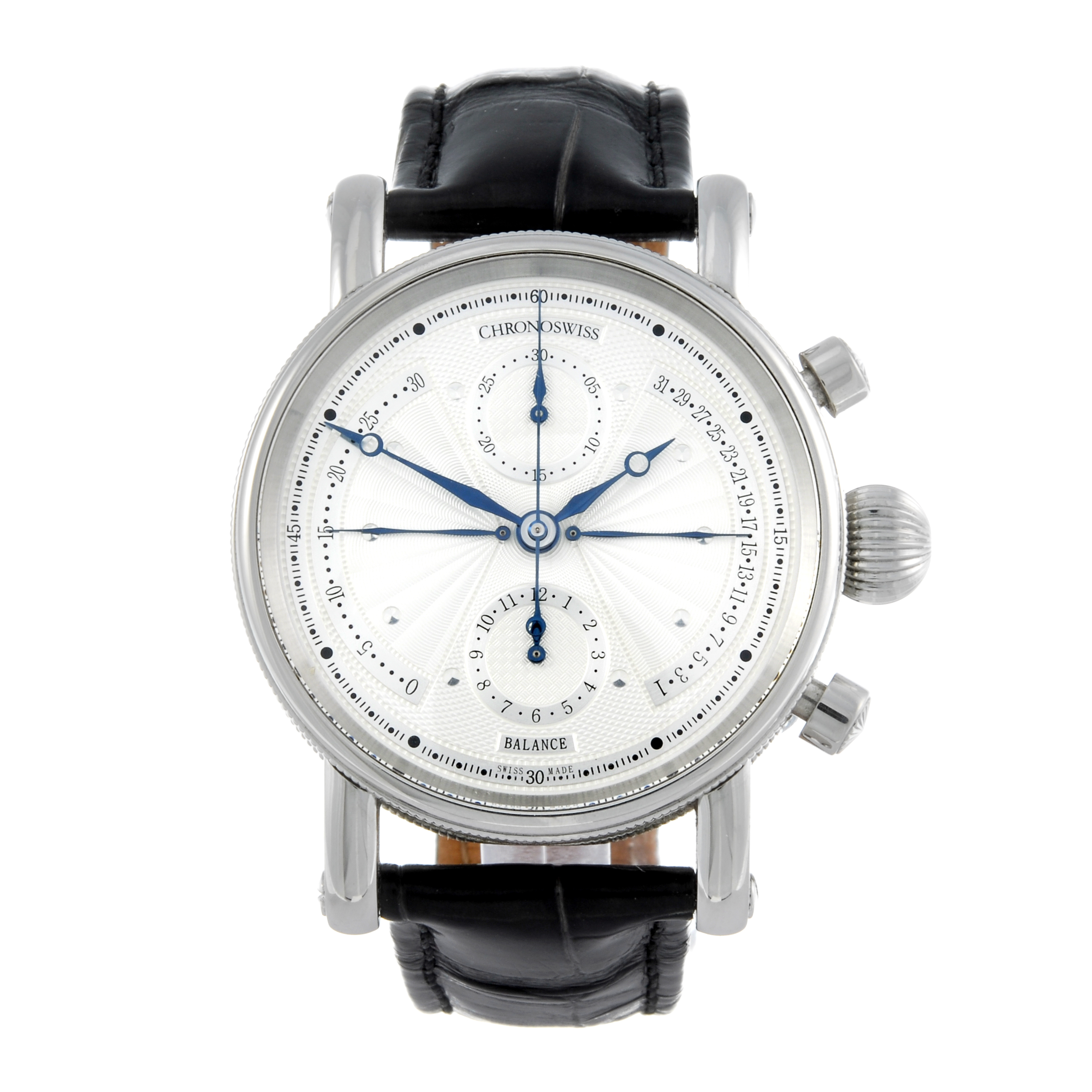 CURRENT MODEL: CHRONOSWISS - a gentleman’s Chronograph Retrograde wrist watch. Stainless steel