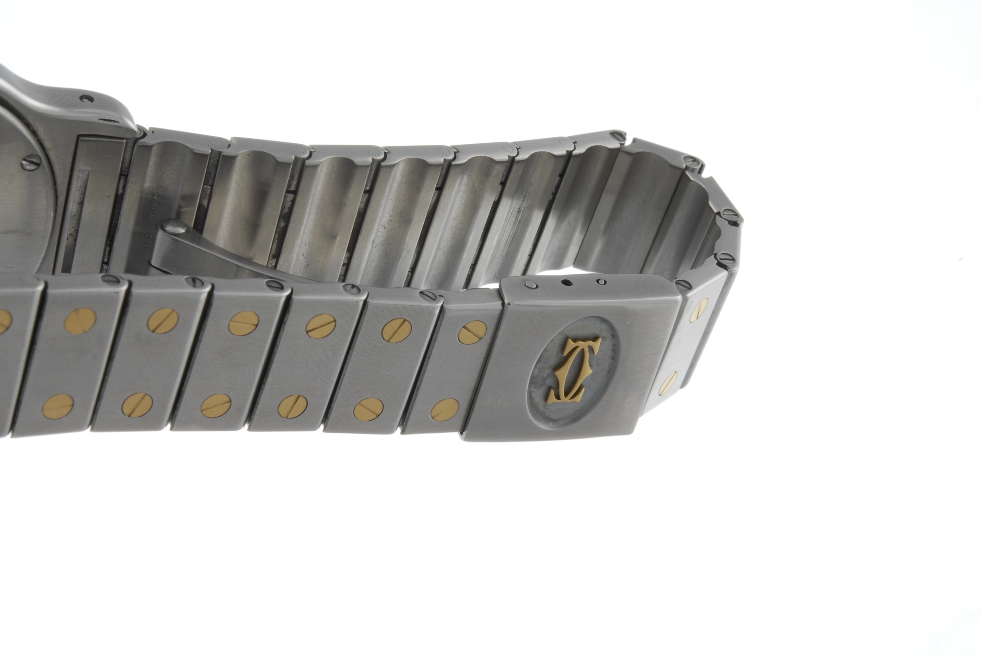 CARTIER - a Santos Ronde bracelet watch. Stainless steel case with yellow metal bezel. Numbered - Image 4 of 4