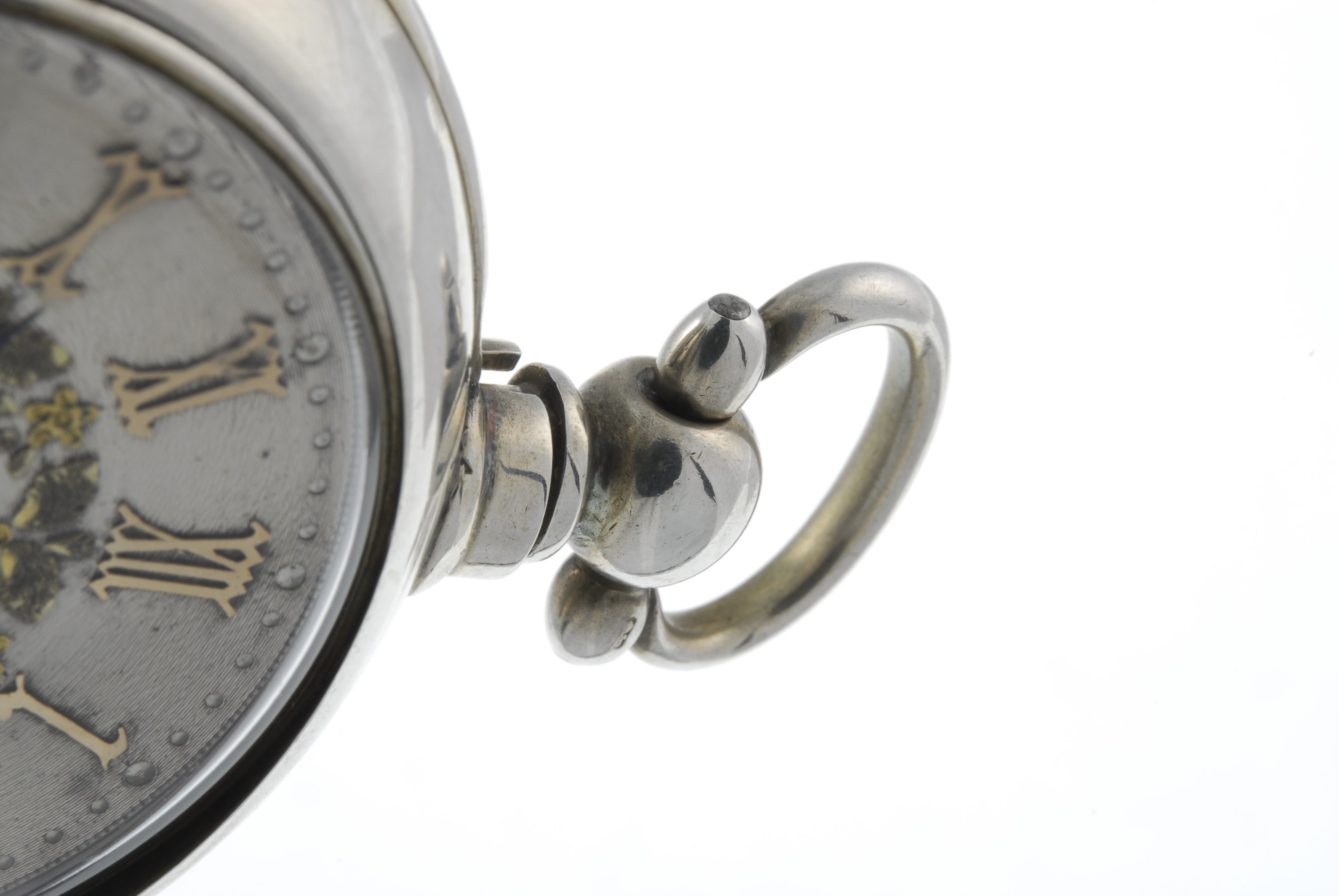 A pair case pocket watch. Silver cases, hallmarked Chester 1887. Unsigned key wind full plate - Image 3 of 4