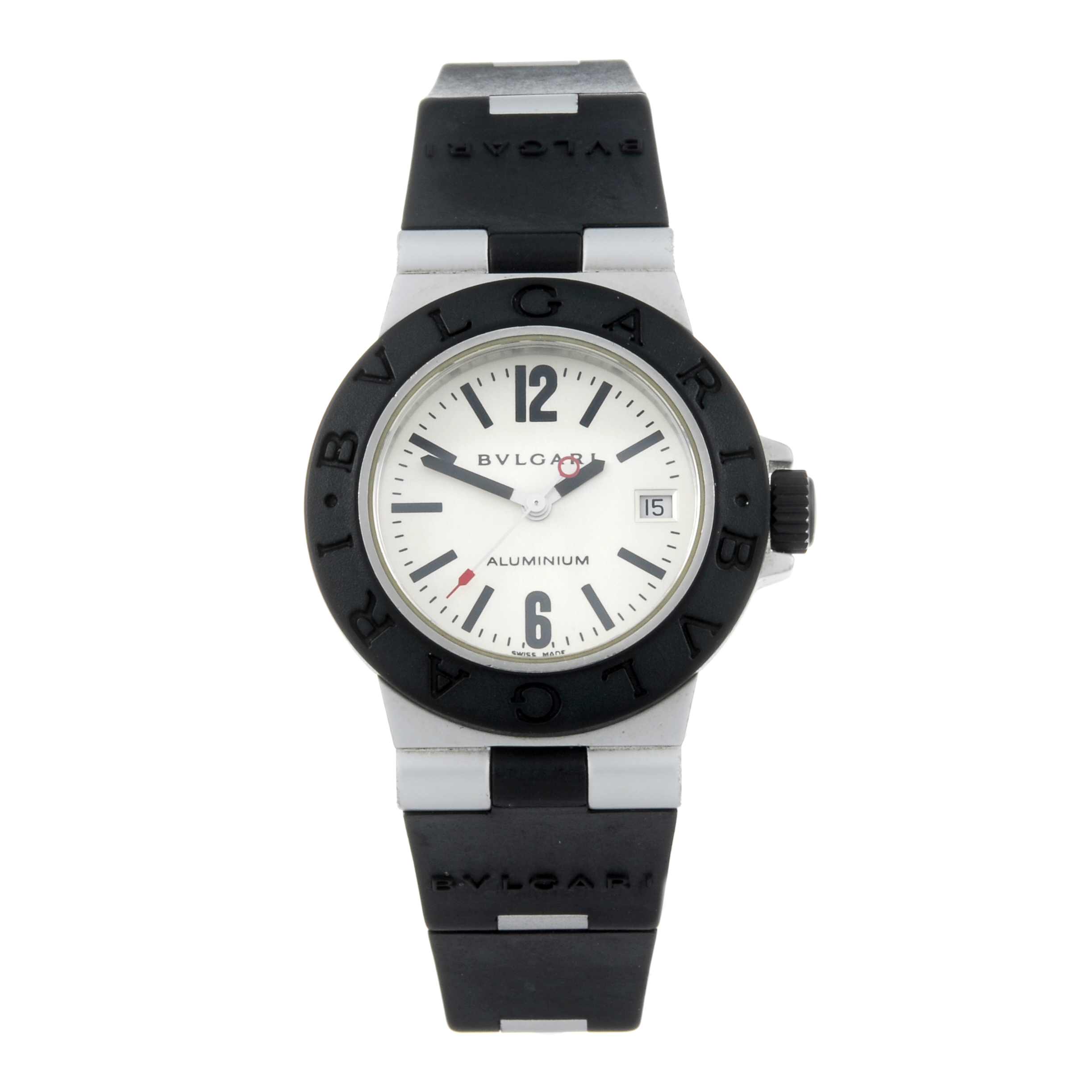 BULGARI - a lady's Diagono Aluminium wrist watch. Aluminium case with rubber bezel. Reference AL