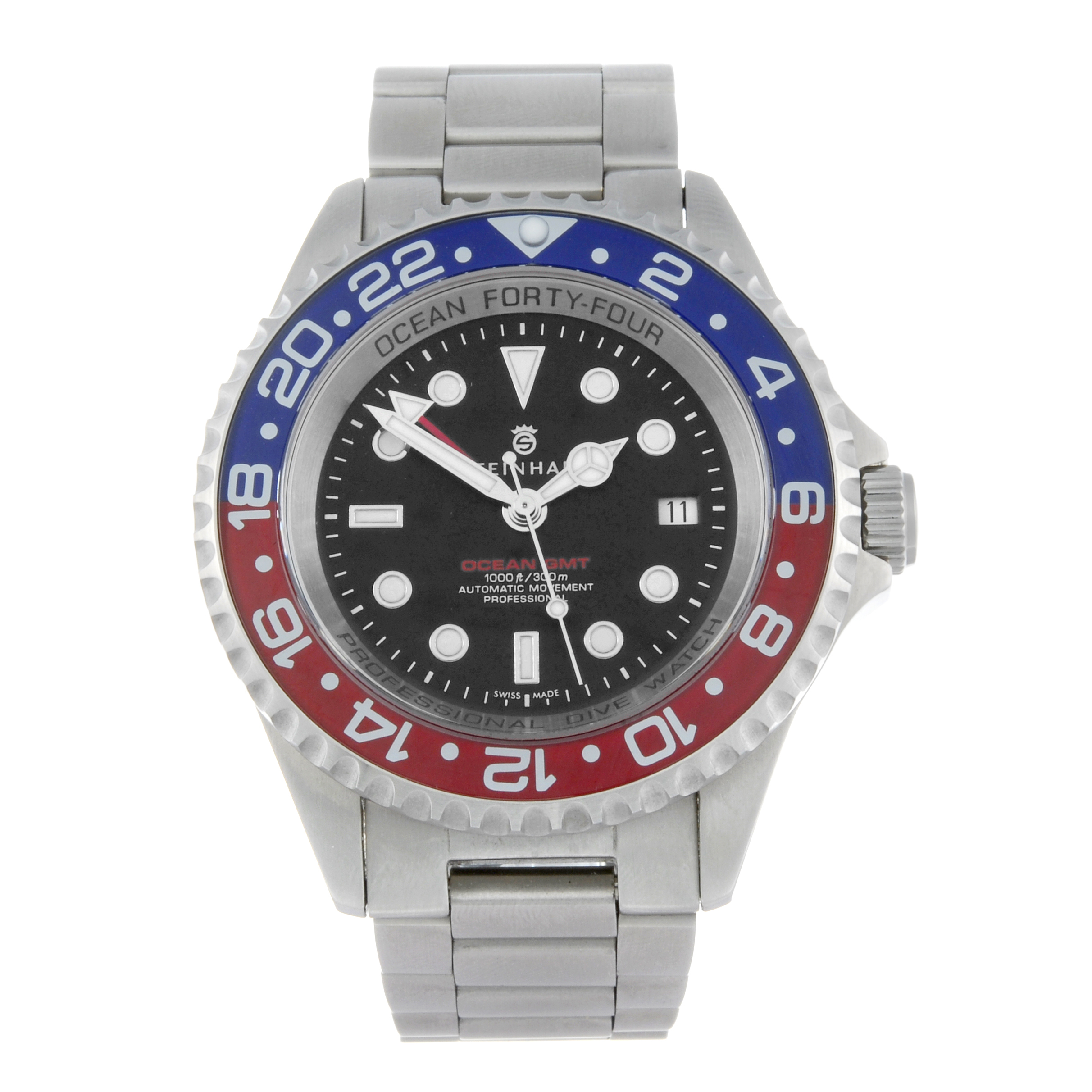 CURRENT MODEL: STEINHART - a gentleman's Ocean Forty-Four GMT bracelet watch. Stainless steel case