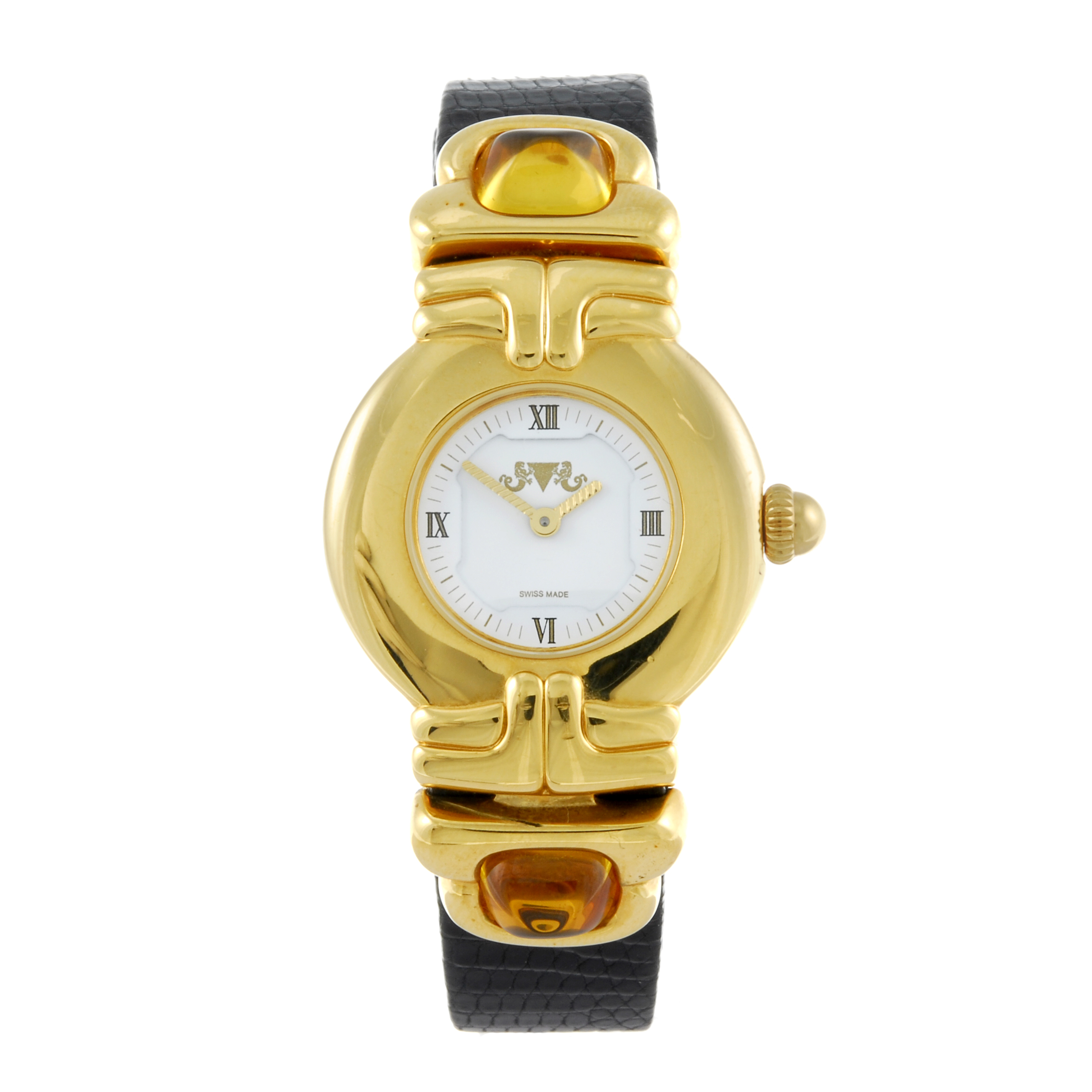 VAN DER BAUWEDE - a lady's wrist watch. Gold plated case with stainless steel case back. Unsigned