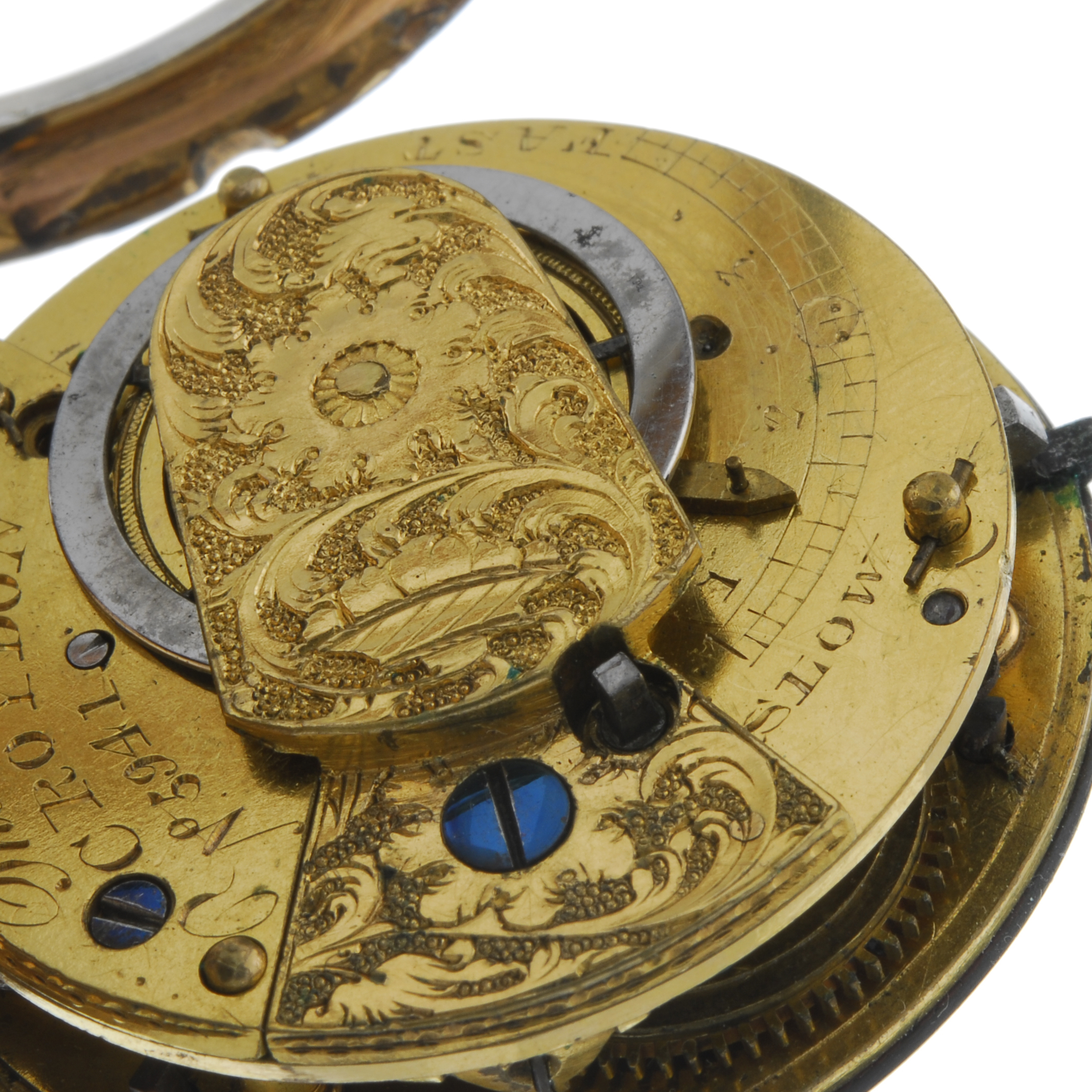 An open face pocket watch by Thomas Welter. Yellow metal case. Numbered 5941. Signed key wind full - Image 4 of 4