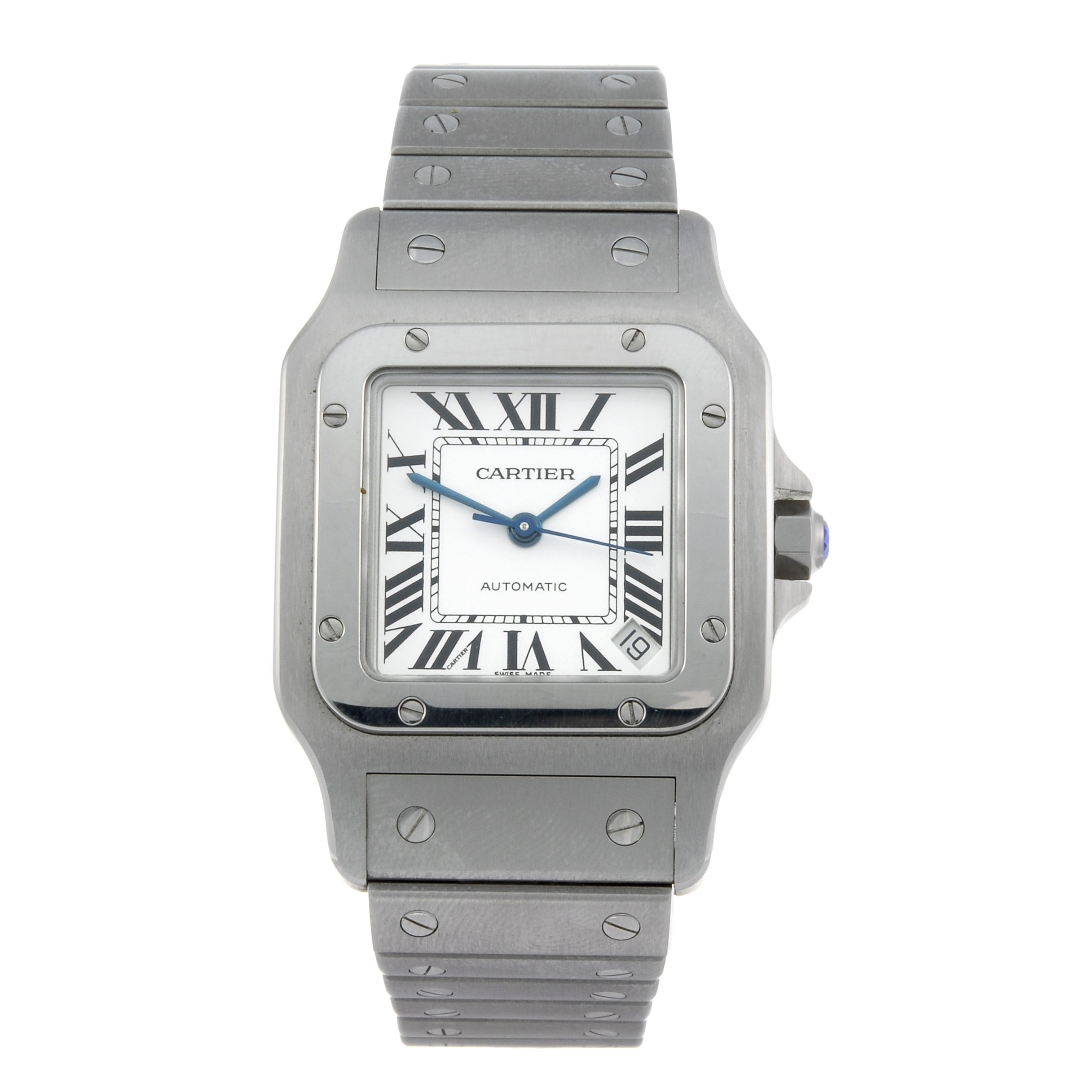 CARTIER - a Santos bracelet watch. Stainless steel case. Reference 2823, serial 328480CE. Signed