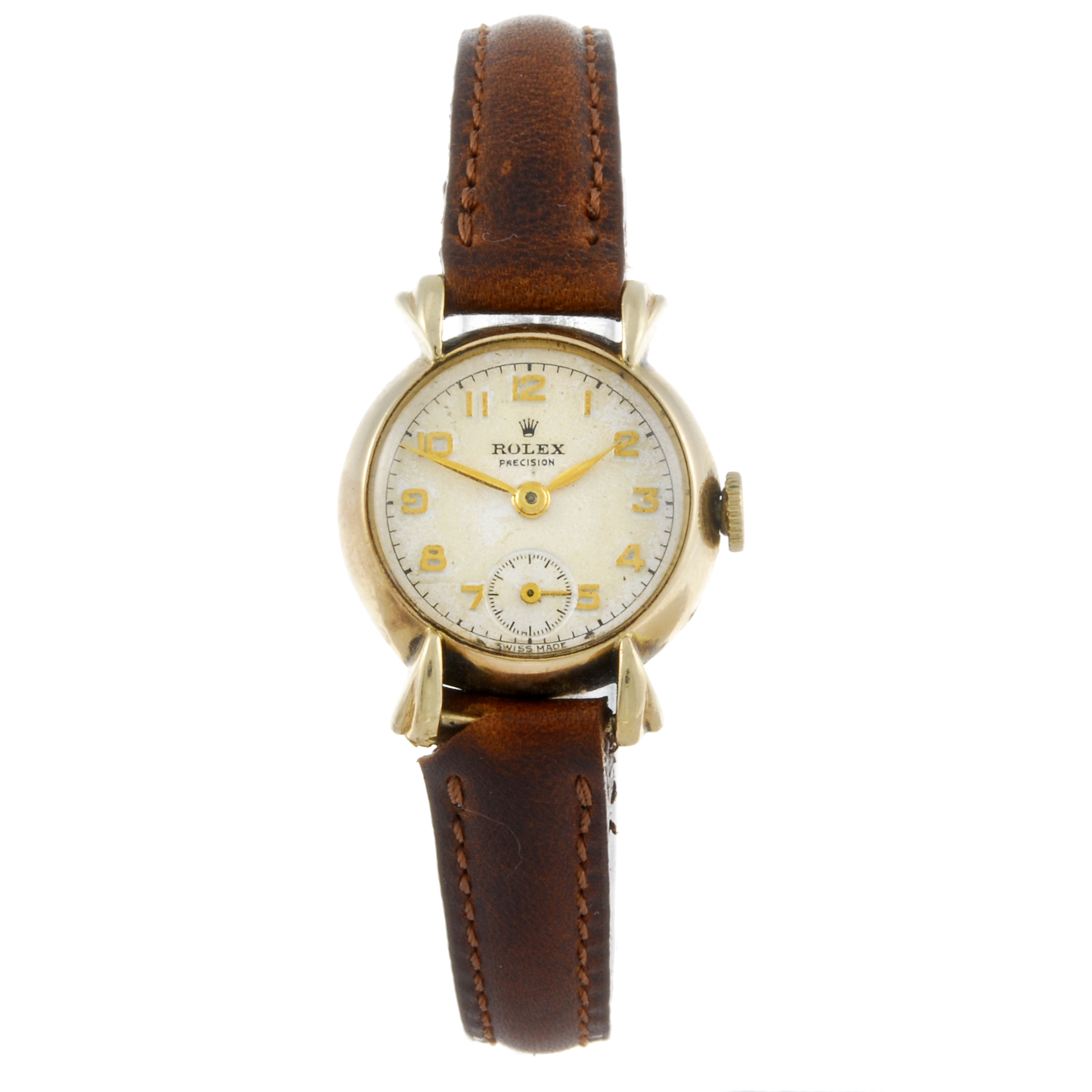 ROLEX - a lady's Precision wrist watch. 9ct yellow gold case, hallmarked Chester 1952. Numbered