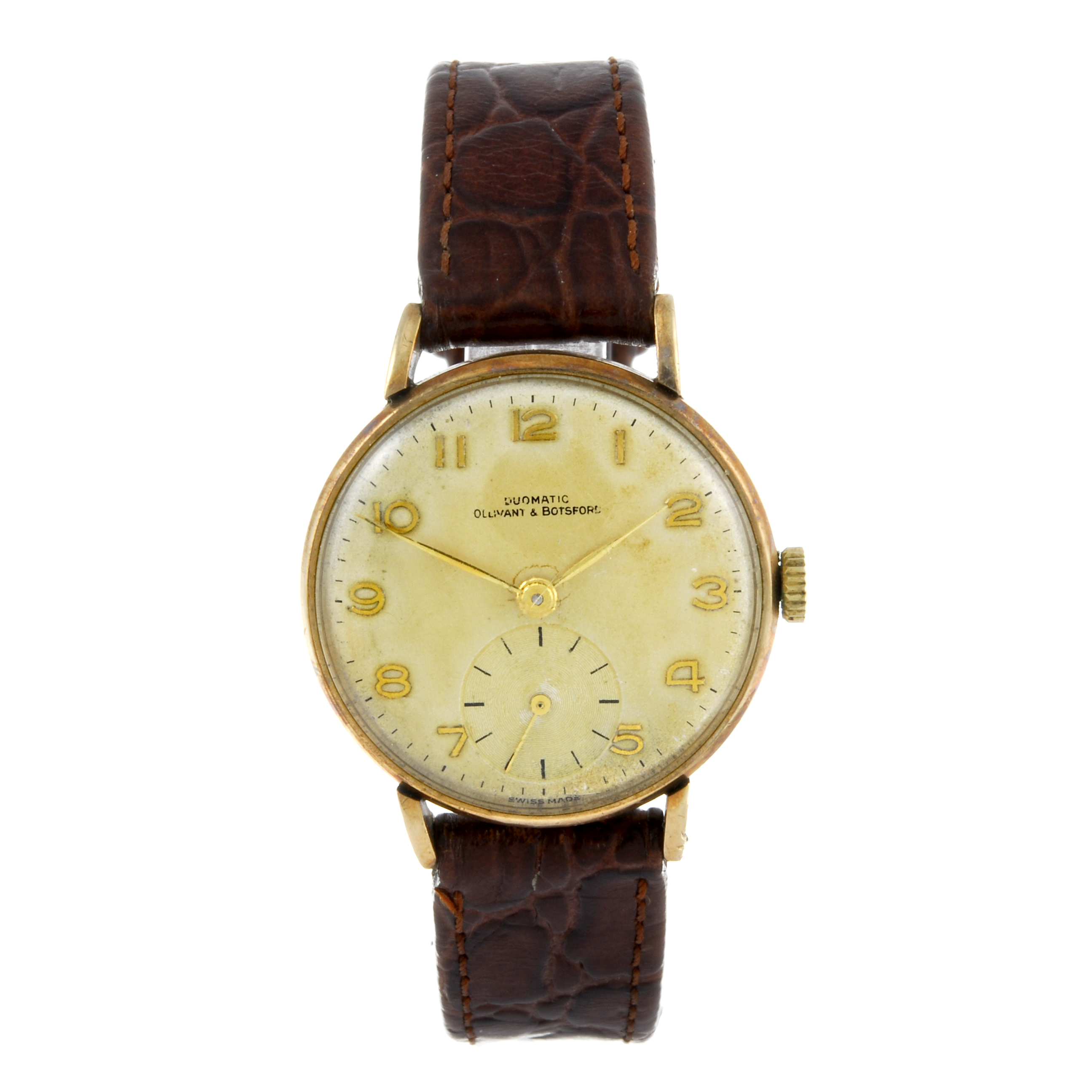 OLLIVANT & BOTSFORD - a gentleman's wrist watch. 9ct yellow gold case, hallmarked Birmingham 1954.