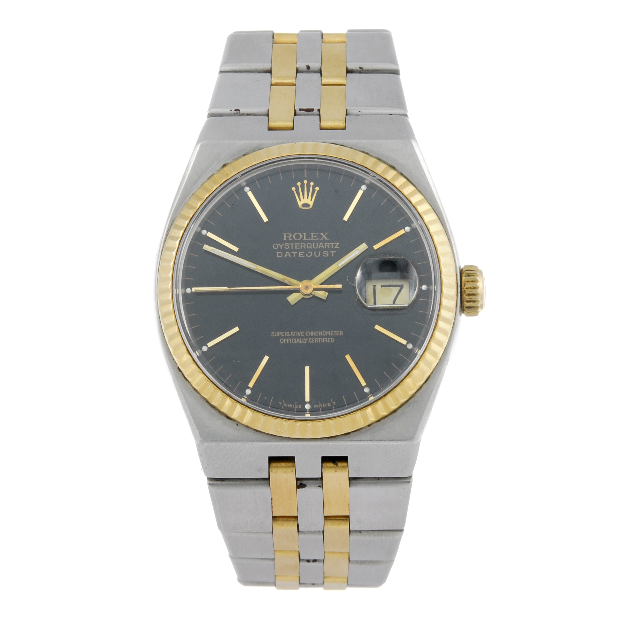 ROLEX - a gentleman's Oysterquartz Datejust bracelet watch. Circa 1987. Stainless steel case with