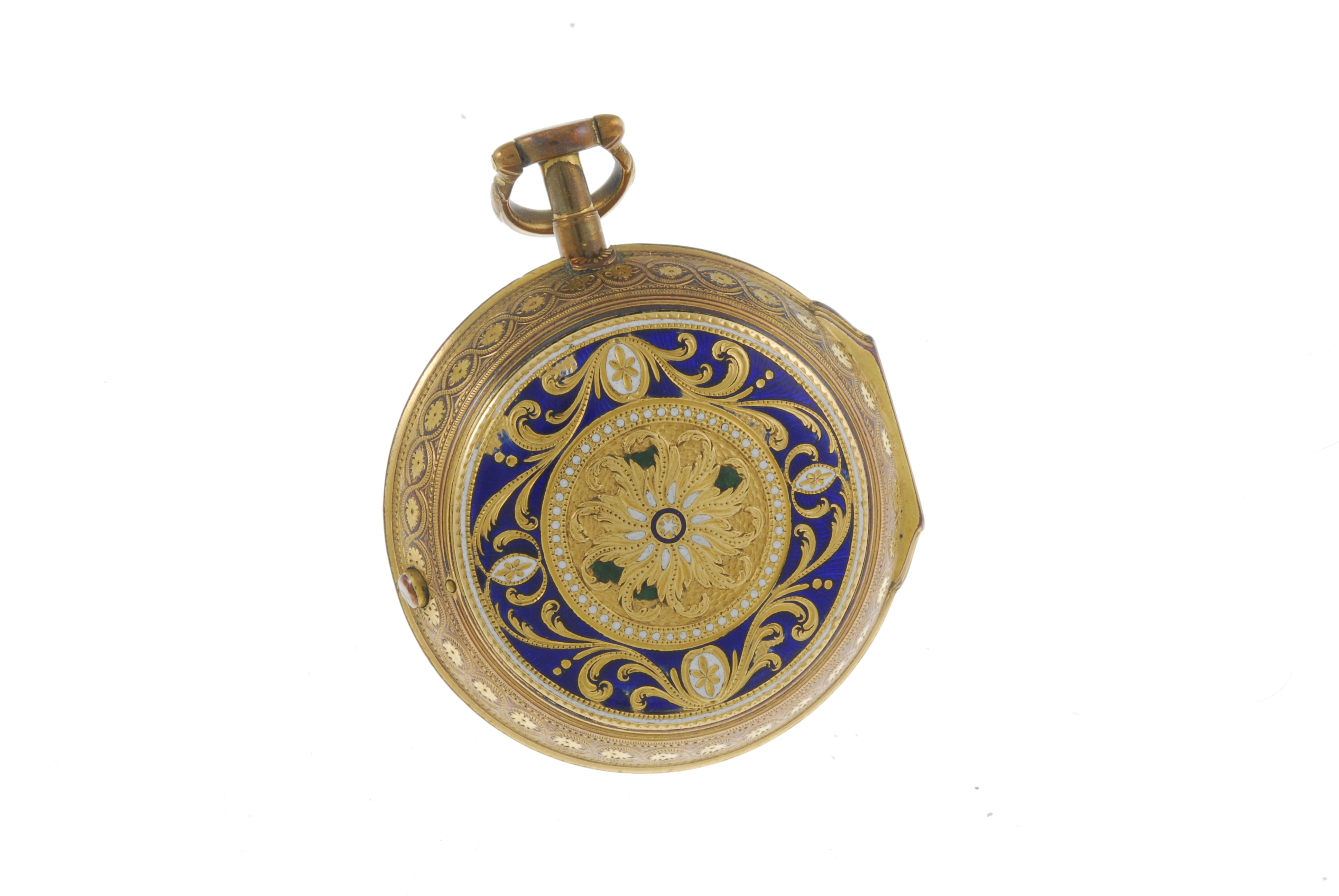 A pair case pocket watch by Dwerrihouse. Gilt cases, later outer case with enamel decoration. Signed - Image 2 of 4