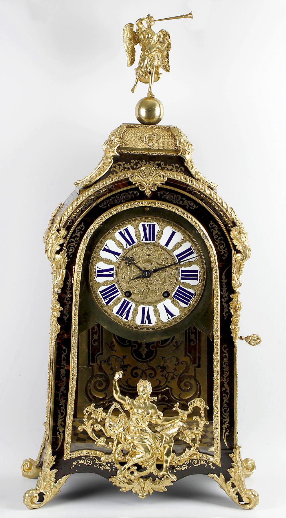 An imposing 18th century French boulle bracket clock with bracketLe Baigue, ParisThe 8.75-inch