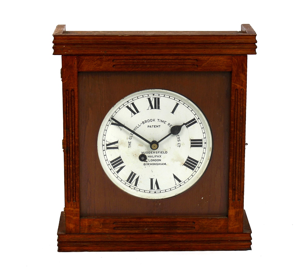 An early 20th century oak-cased Patent Time Recording clockThe Gledhill-Brook Time Recorders Ltd,