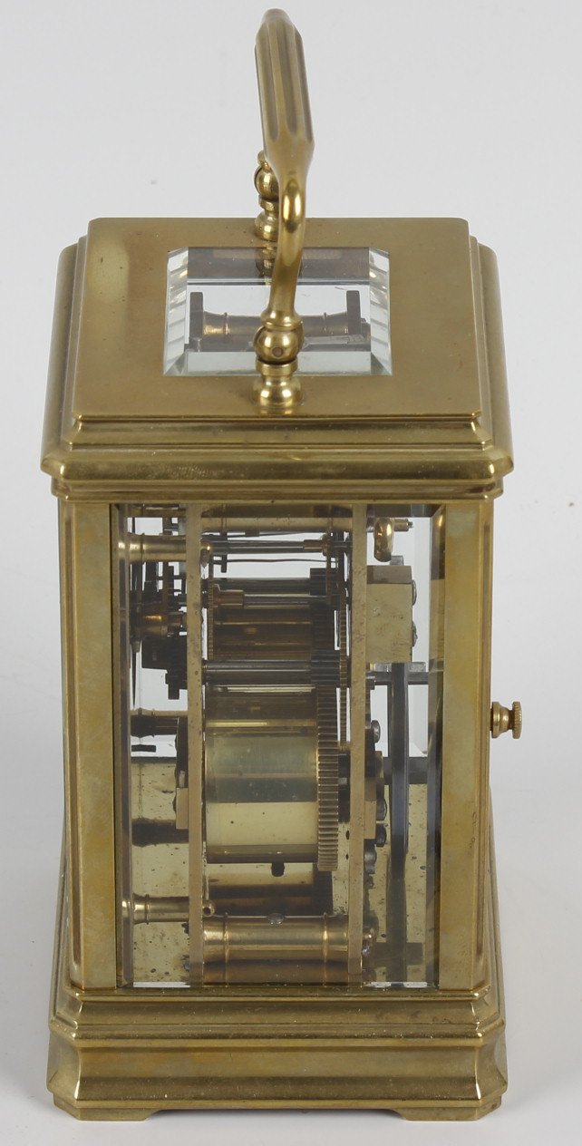 A French brass-cased carriage clockRichard & Cie. The 2.75-inch white dial with Roman hours and - Image 2 of 6